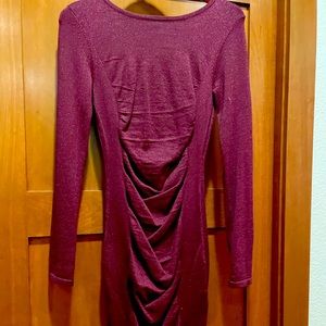 Express bodycon sparkle and ruched dress